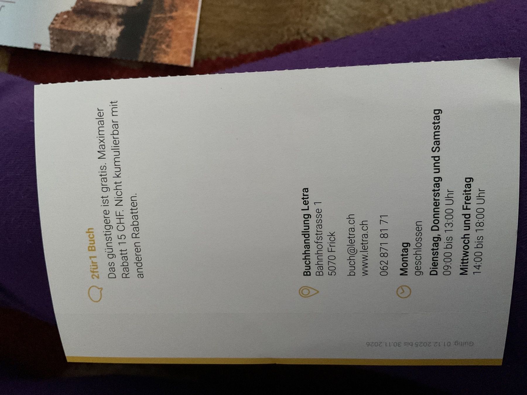 Buoni: Trois Bons rabais à Frick – Nuovo (secondo la descrizione) da Düdingen venduto da Yellow 5