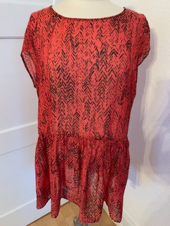 Colora Damen Bluse, 27% Seide, Rot/Schwarz, Gr. M, NEU