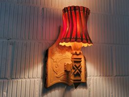 Holzdesign Holzlampe Wandlampe Wand-Leuchte mit Holzschirm