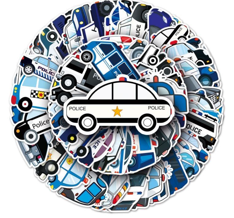  50 tlg Stickerset Polizei Police Blaulicht Basteln Kinder (Neu und Motiv 