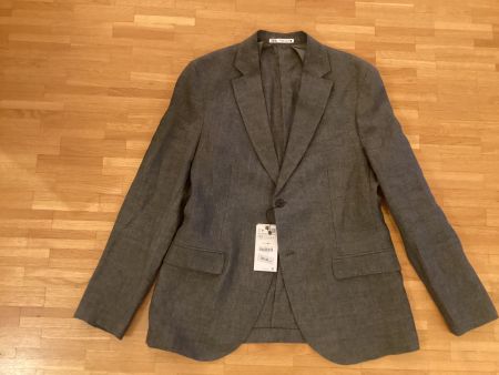 Zara, blazer lin vert foncé, T52, neuf, motif petit carreau
