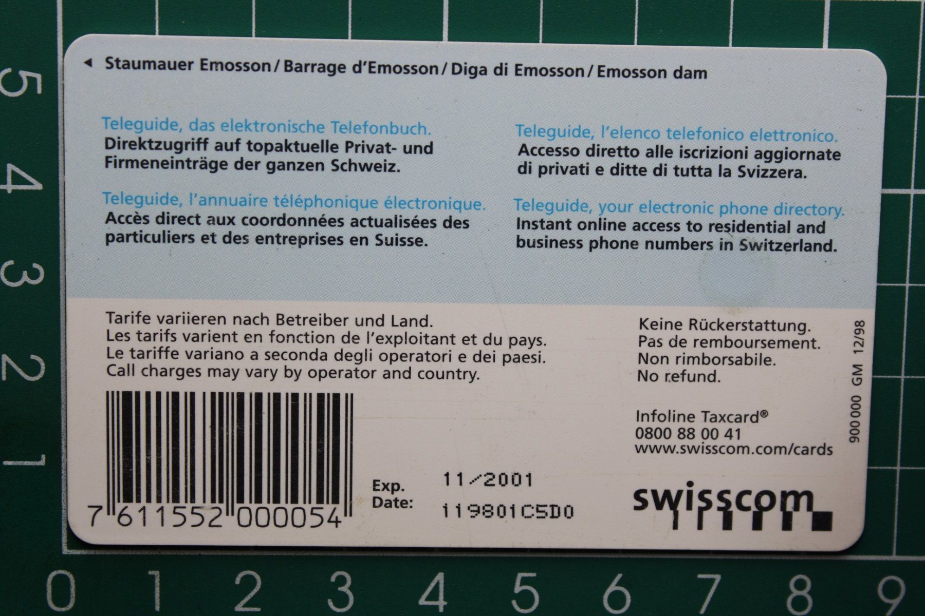 Swisscom Schede telefoniche: swisscom taxcard /geschenkkarte – Usato da Laupen BE venduto da Gufi57 1