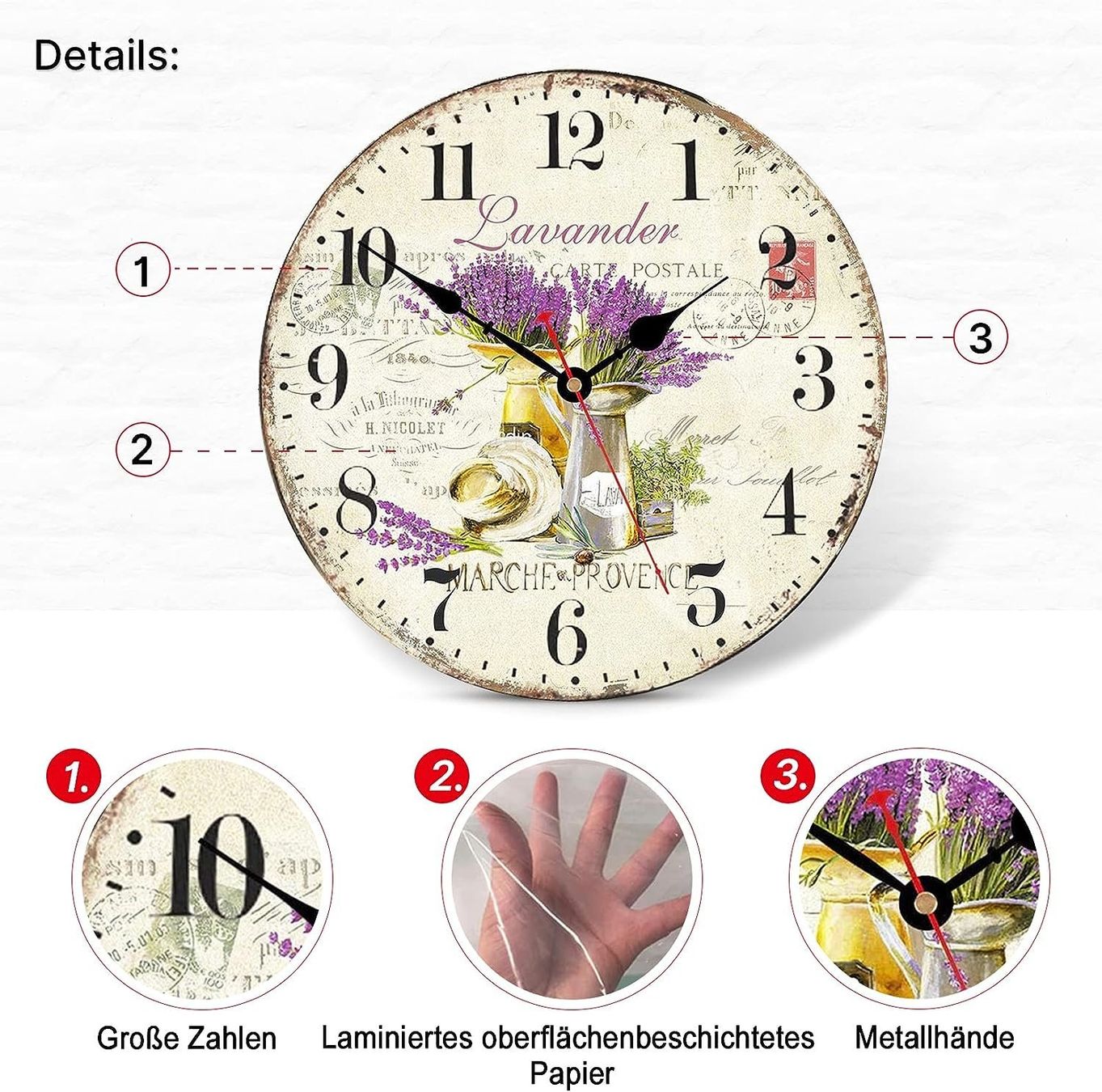 Orologi da terra & Orologi da parete: Lavendel Wanduhr, 34 cm – Nuovo e nell'imballaggio originale da Nuglar venduto da SaleRitter 3