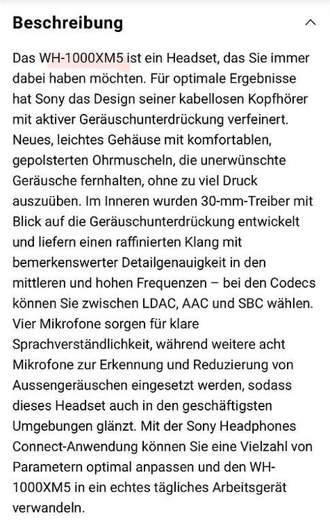 Sony Kopfhörer: Sony WH 1000XM5B Over Ear Kopfhörer, schwarz, neuwertig – Gebraucht aus St. Gallen von das_986c 4