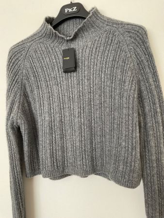 Maje Grobstrick Cropped Pullover Gr 38 grau NEU NP 339