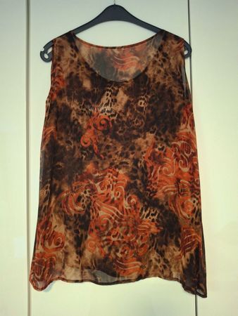 Damen Top, 46/48, Braun-Orange gemustert