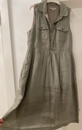 Burberry Sommerkleid, Khaki Leinen-Mix, Grösse S, Top!