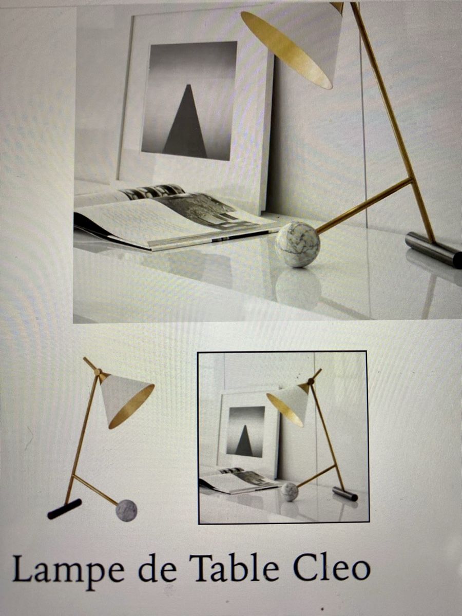 Lampen: Lampe de table design Cleo, dorée et blanche – Gebraucht aus Agiez von Beve15 7