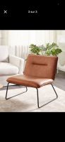 2X Fauteuil lounge cuir marron occasion état bon