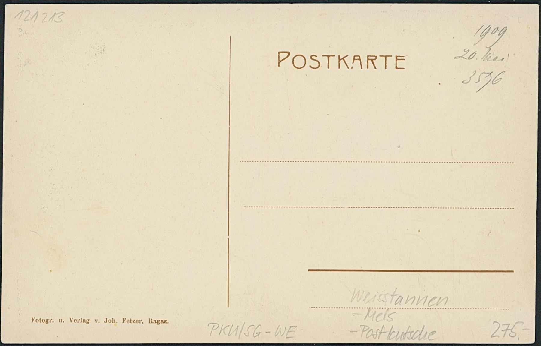 Cartoline postali: SG Weisstannen - Postkutsche - Mels – Usato da Schindellegi venduto da dolpitz 1