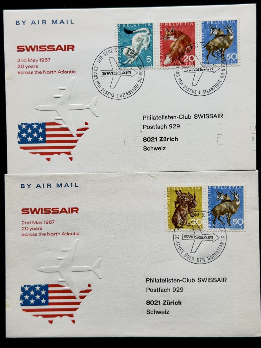 Alle Briefmarken: Flugpost Swissair 02.05.1967 – Gebraucht aus Glattbrugg von Artos67
