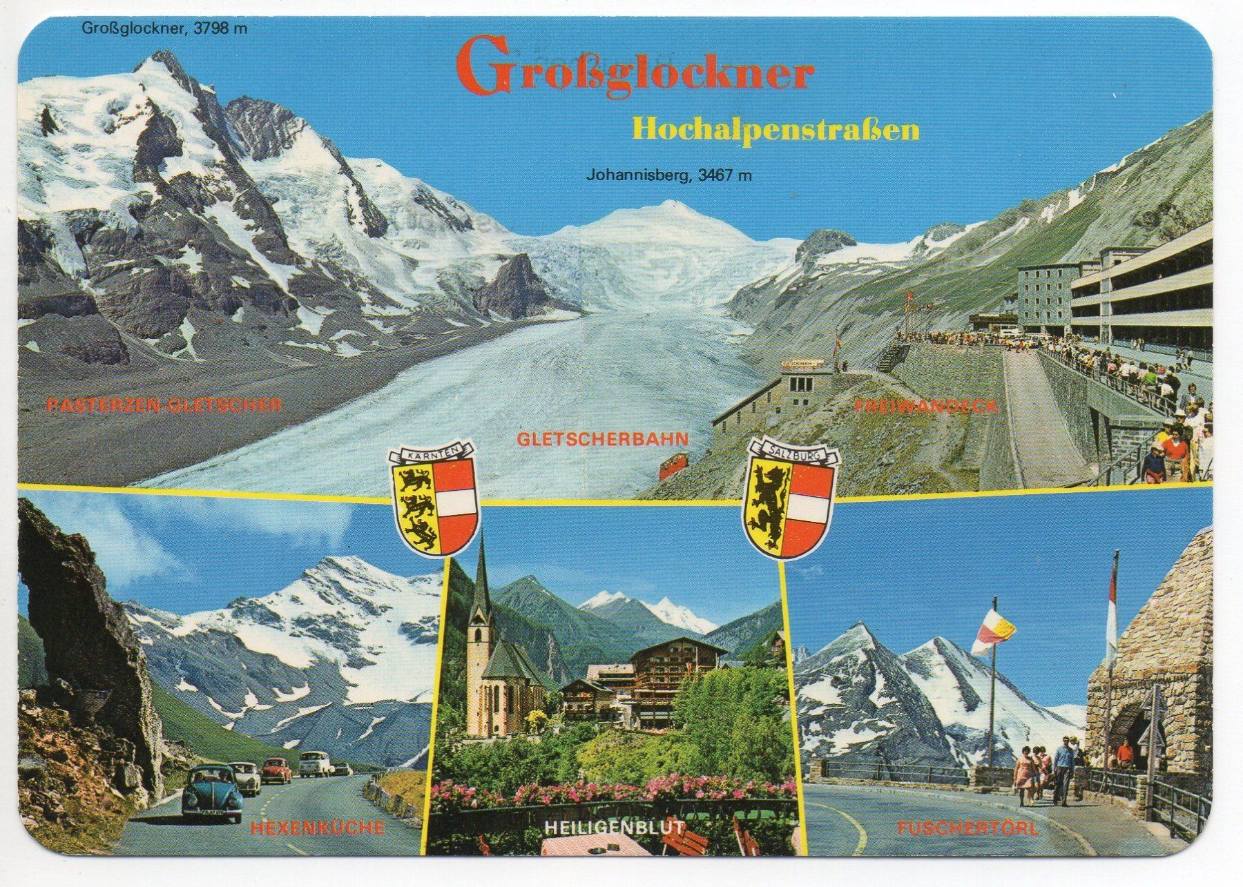 Cartoline postali: GROSSGLOCKNER Hexenküche - Auto, VW-Käfer, VW-Bus – Usato da Jona venduto da philajona