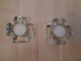 2 TEELICHTHALTER KREUZ GLAS HERGISWIL