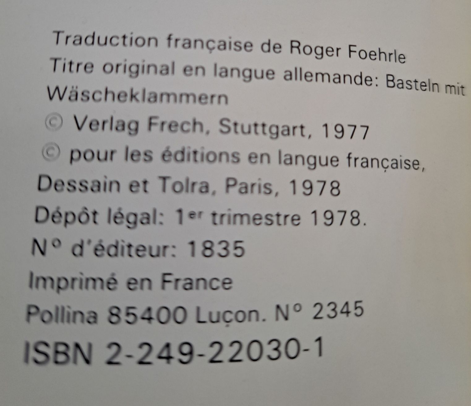 Libri: Livre "avec des pinces à linge" - Loisirs créatifs – Usato da Hauterive NE venduto da ali_vintage 2