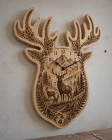 Hirsch-Wanduhr aus Holz – Geschenk für Jäger