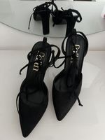 Elegante, schwarze Wildlederoptik-Pumps mit Schnürung,Gr. 38