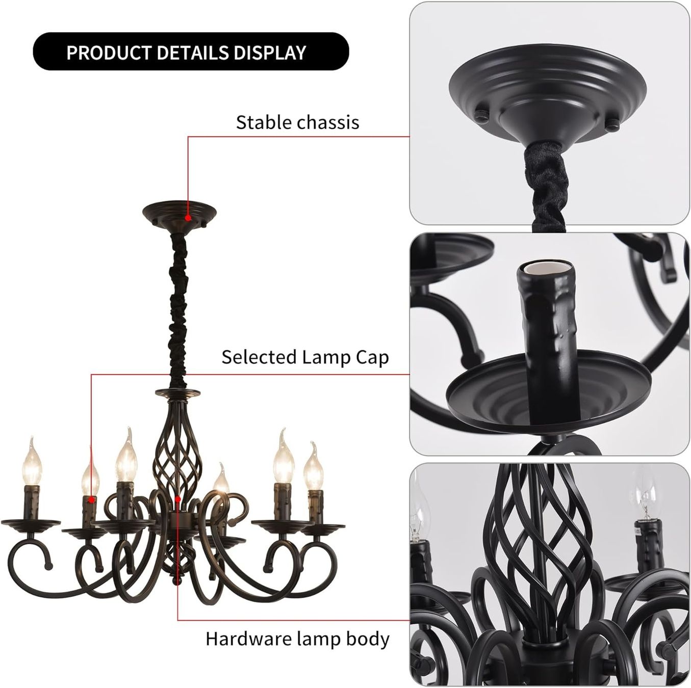 Lampadari & plafoniere: Rustikale Kronleuchter Metall antiker Pendelleuchte 6 Lichte – Nuovo e nell'imballaggio originale da Herisau venduto da Zevora 5