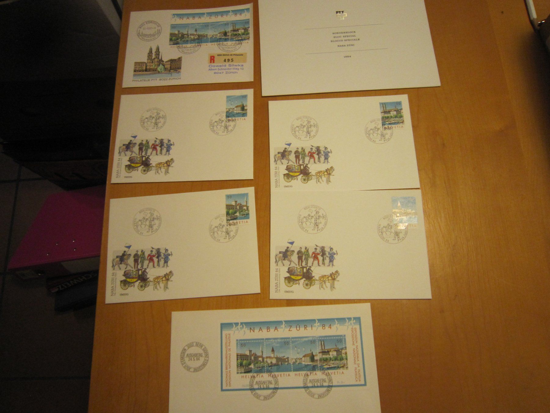 Alle Briefmarken: 1984 NABA Zürich verschiedene Variationen – Gebraucht aus Gordola von Polentaefung