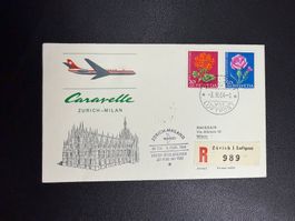 Swissair Erstflugbrief Zürich - Mailand 1964