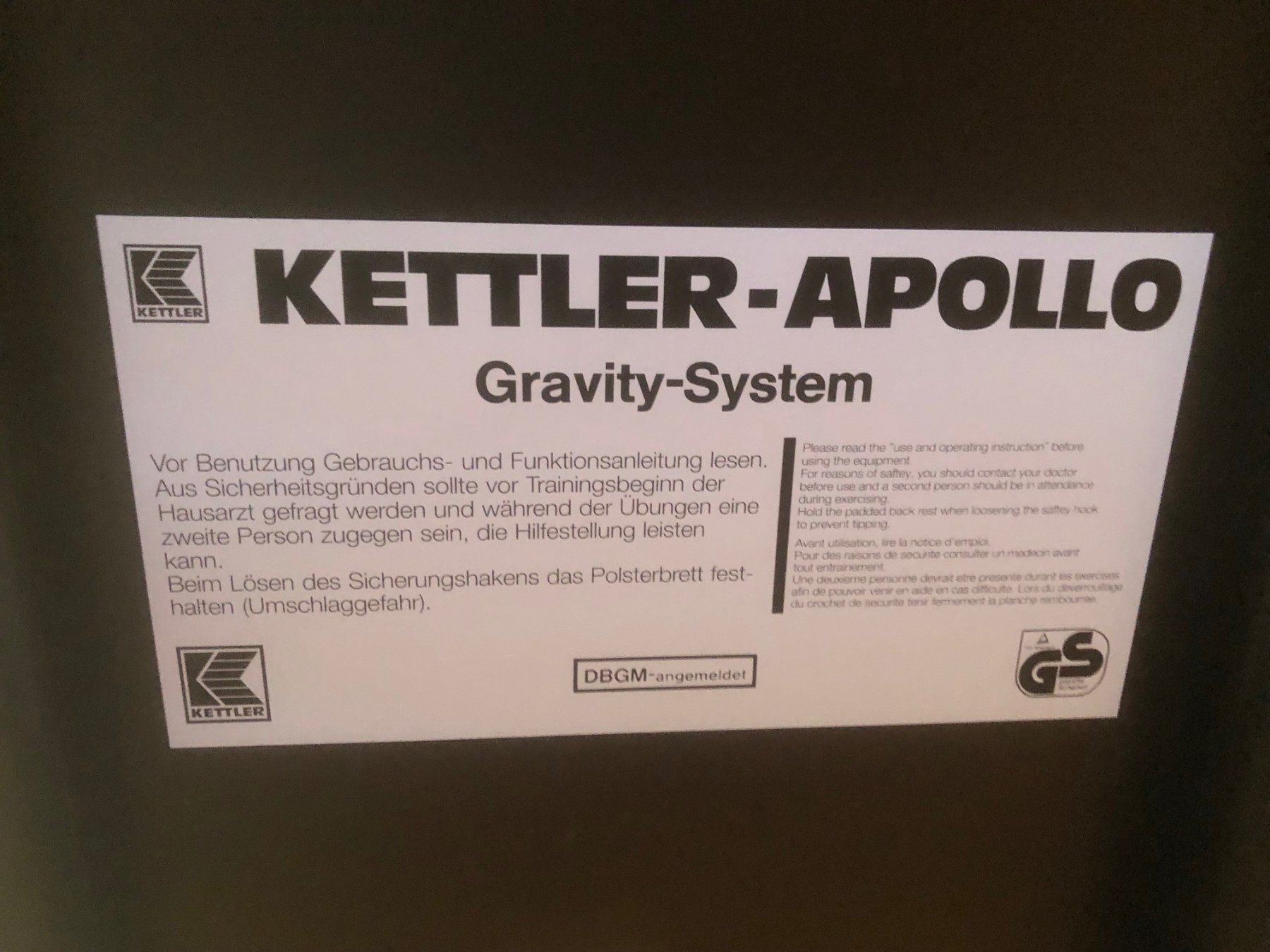 Hometrainer: Kettler Apollo Gravity-System (Inversionsliege) – Gebraucht aus Regensdorf von Omega1300 1