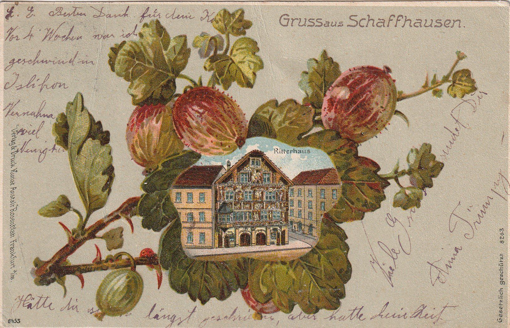 Ansichtskarten: Schaffhausen-Ritterhaus-Präge-Litho 1905 – Gebraucht aus uttwil von Koehlerfred