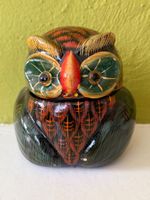 Coole Vintage Eule Schmuckdose, Keramik