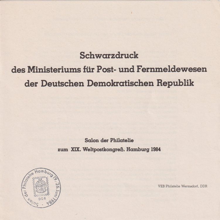 Prophila DDR Briefmarken 3265-3266S Schwarzdruck – Postfrisch MNH, 1989 Briefmarkenausstellung, Sammlerstück