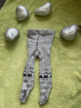 💛🐭Kinderstrumpfhose grau mit Herzen Muster 🐭💛