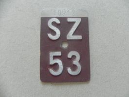 Velonummer Velo Nummer Rad Nr. SZ 53 Schwyz 1953 Geschenk
