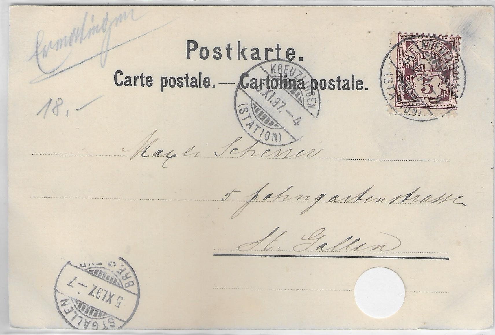 Cartoline postali: Gruss vom Arenenberg - Litho 1897 – Usato da Ettingen venduto da Kartenplanet 1