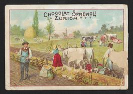 Chromo Chocolat Sprüngli Zürich : A la Campagne (1900s)