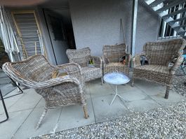 4 Korbsessel Rattan braun gebrauchter Zustand