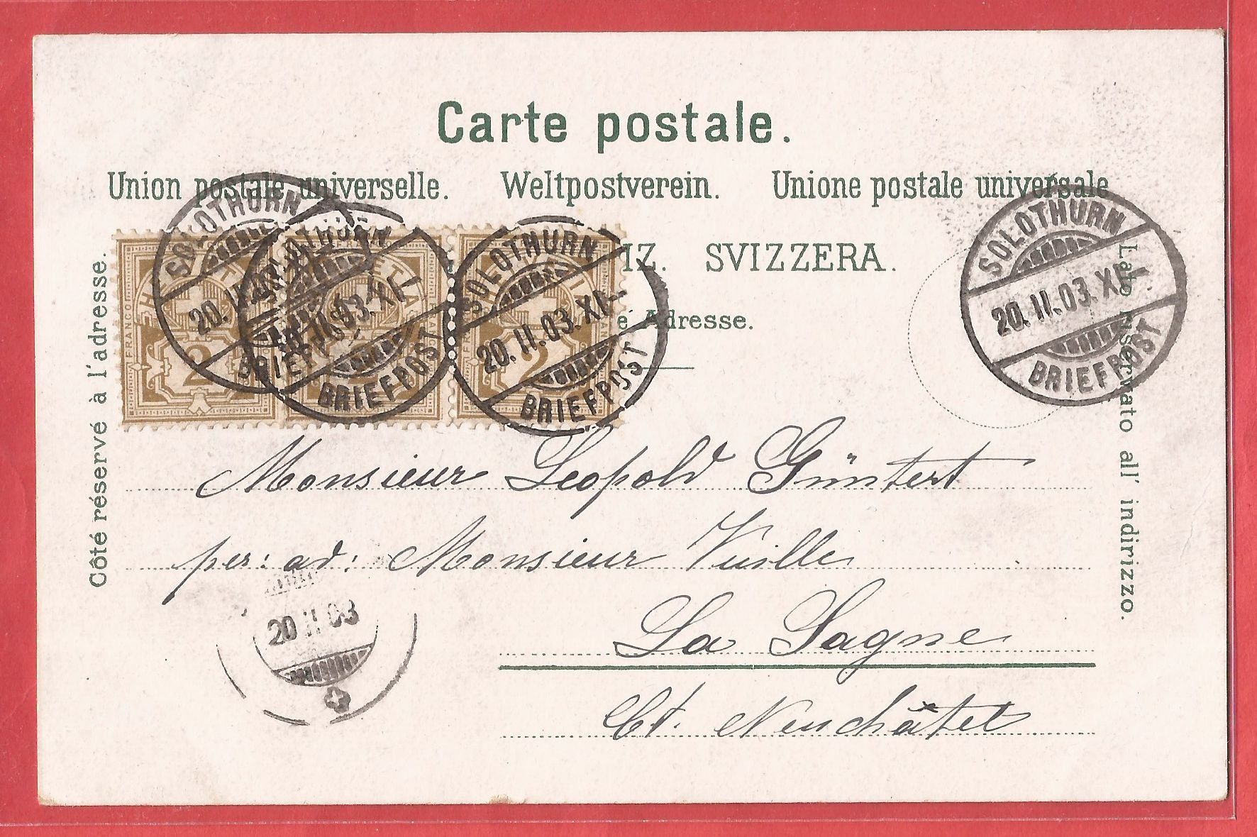 Cartes postales: Solothurn - Conzerthalle - 1903 – D'occasion à Fislisbach par Porano 1