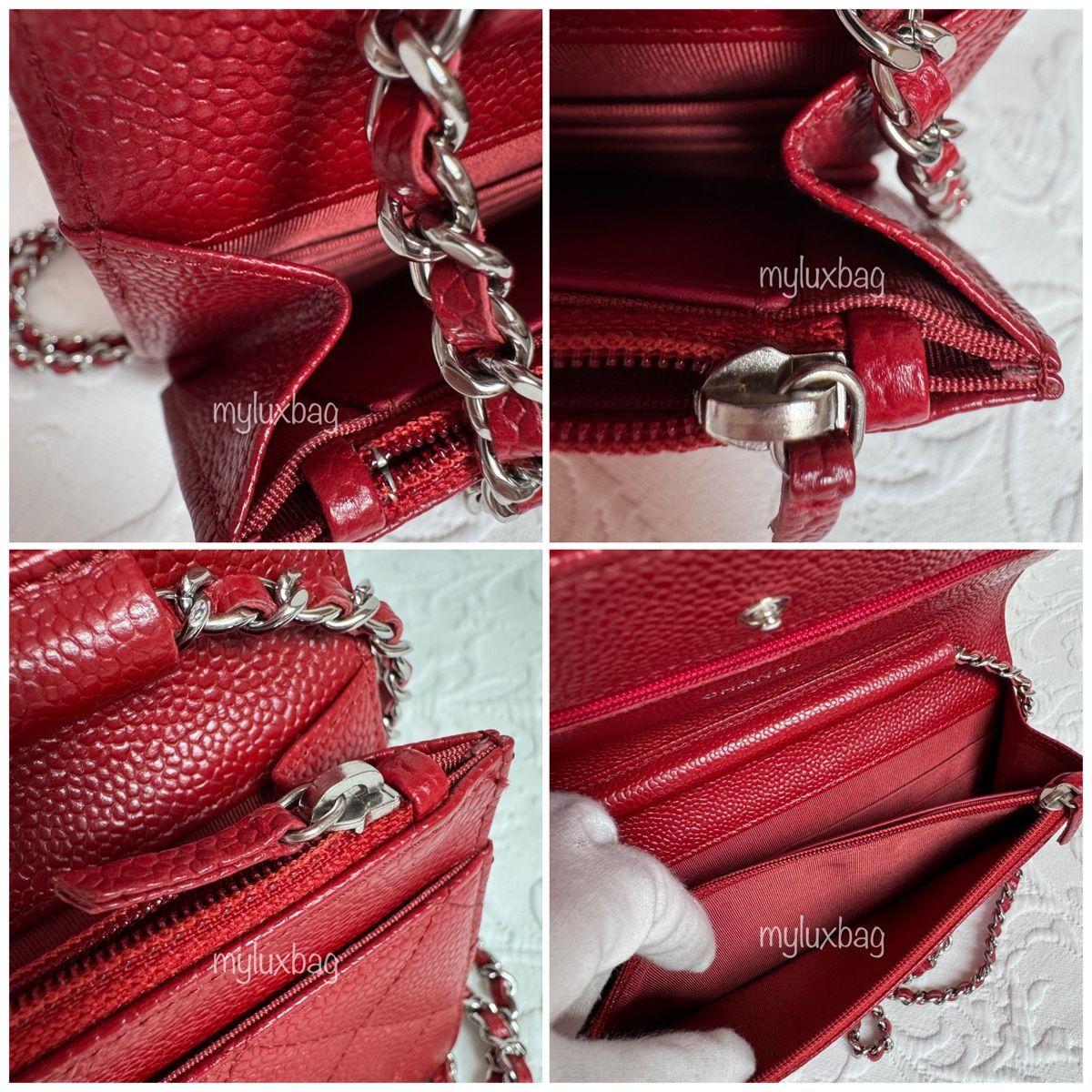 Chanel Borse da donna: Chanel Wallet on Chain WOC Caviar Red Silver Hardware – Usato da Wil SG venduto da Myluxbag 7