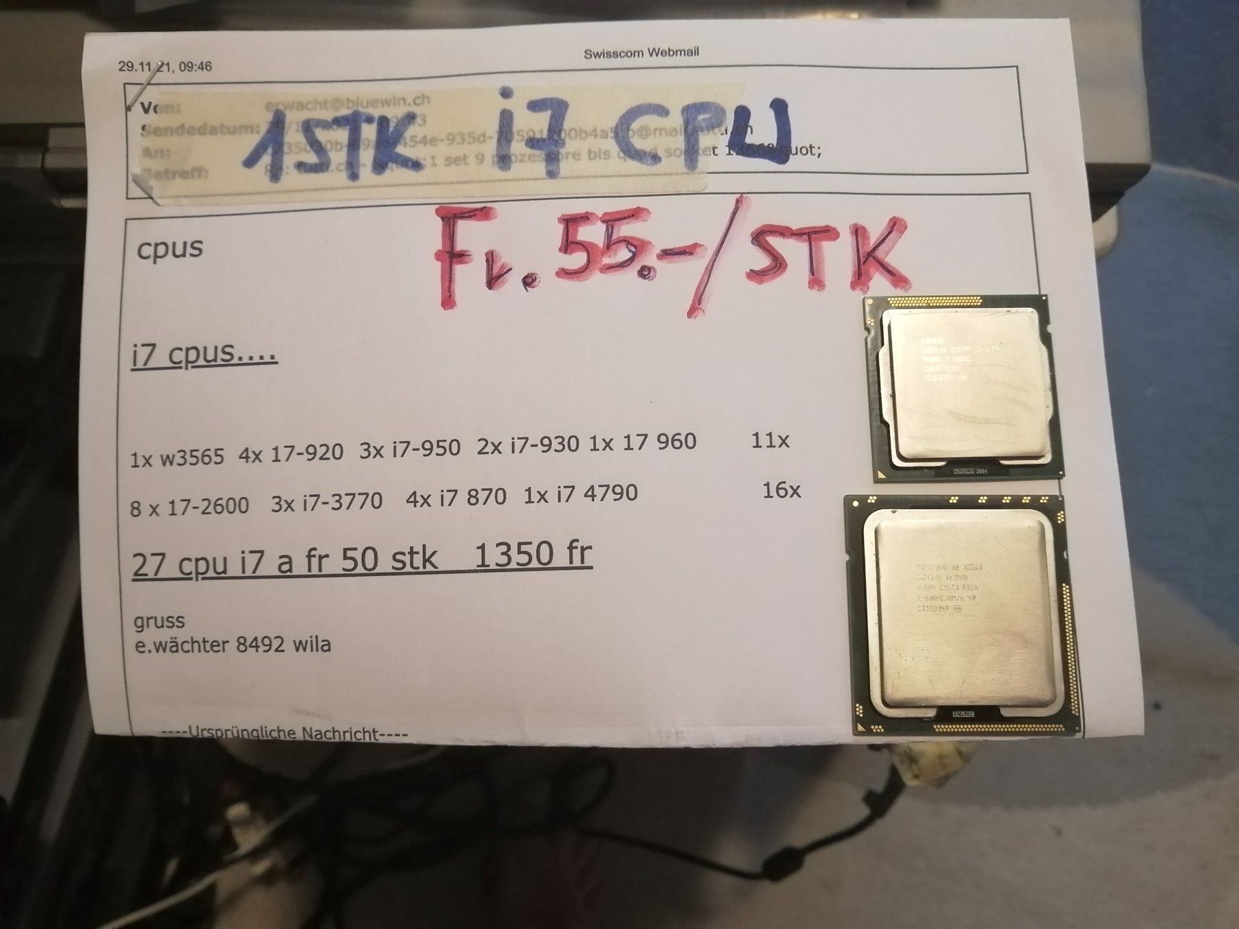 PC: i 1stk i7 cpu diverse typen – Usato da wila venduto da audi48 2