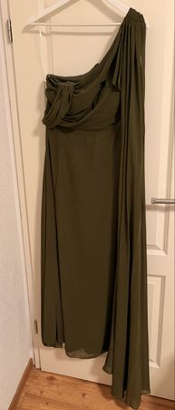 One-Shoulder-Abendkleid Olivgrün Grösse L