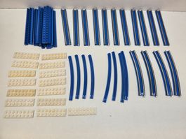 Lego 12V Schienen blau Vintage, 4 gebogen, 11 gerade inkl.