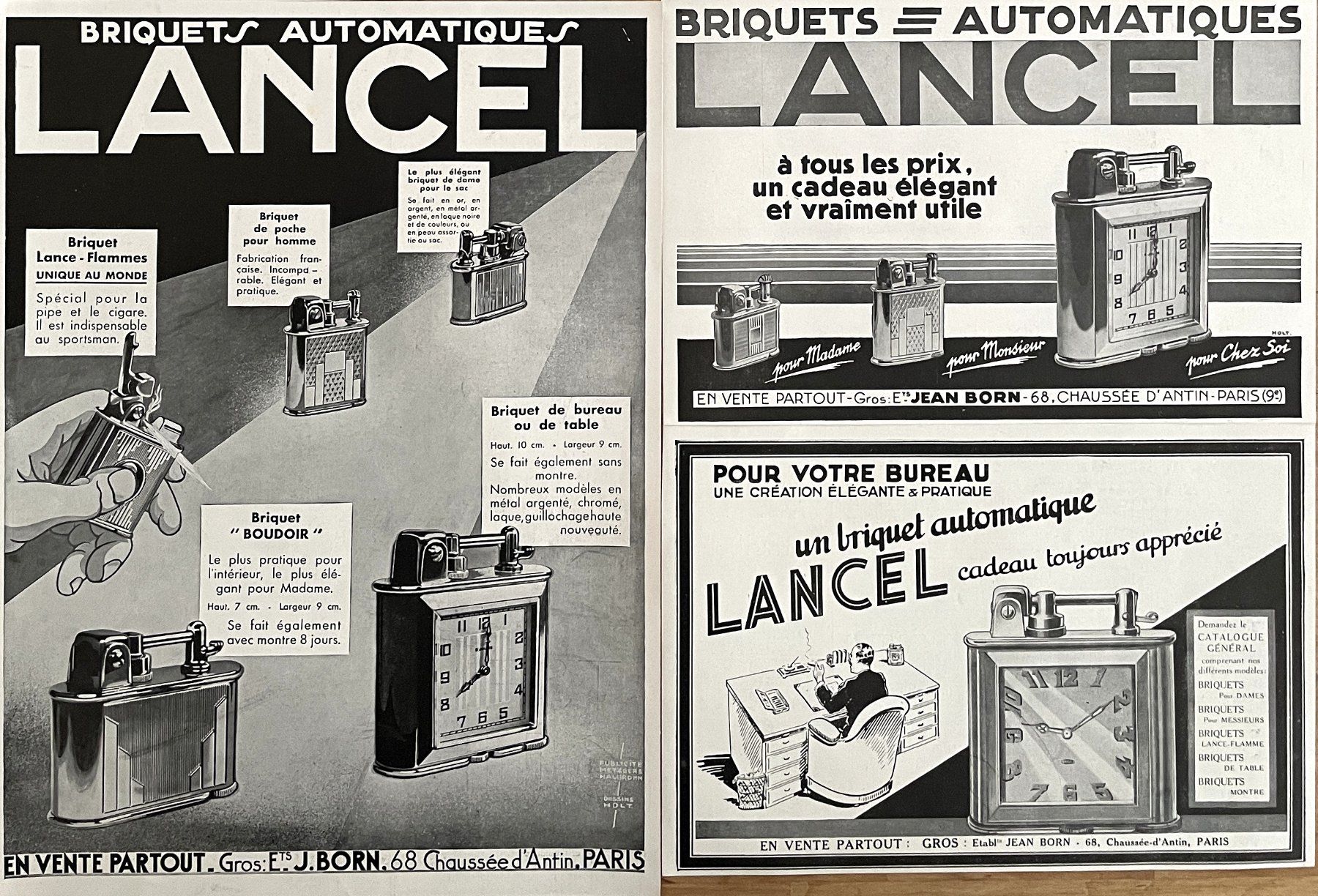 Grafica & Litografie: Lancel Feuerzeug - 5 alte Werbungen / Publicités 1930/31 – Usato da Savagnier venduto da Ne2065 3