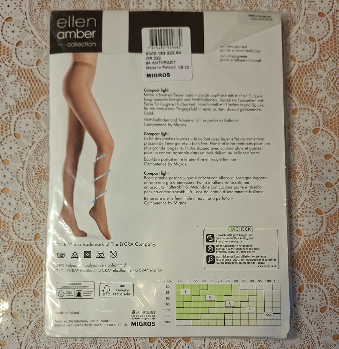 Ellen Amber Strümpfe & Strumpfhosen: Ellen Amber Compact Light Strumpfhose 40den Gr.M Anthrazit – Neu und originalverpackt aus Amriswil von Celini3 1