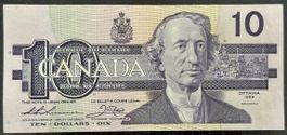 Kanadische 10 Dollar Banknote von 1989, Top Zustand!