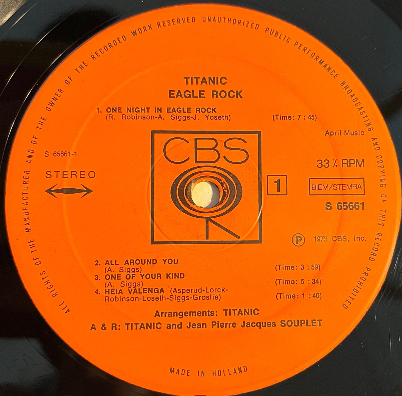 Vinyles: TITANIC - EAGLE ROCK - 33 Tours – D'occasion à Bussigny par vinyl-pas-cher 3