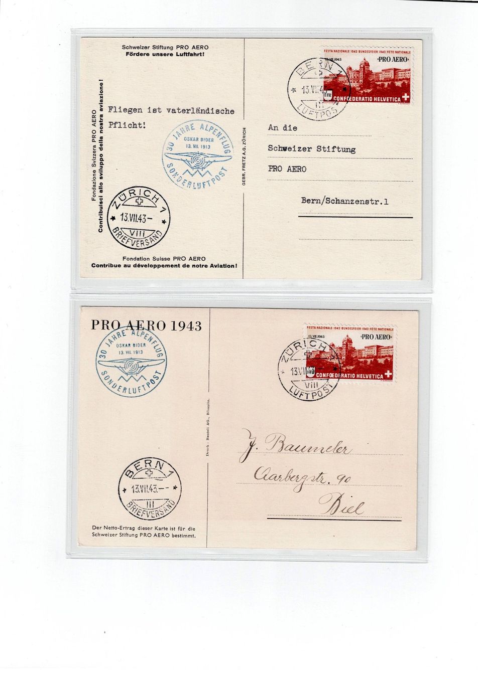 Tous les timbres: Schweiz, 9 Flugpostbelege 3 – D'occasion à Hinteregg par McCharly01 3