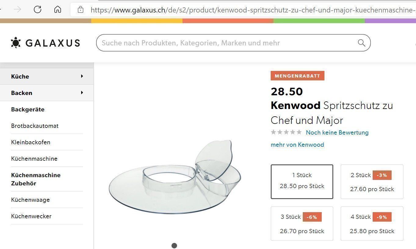 Kenwood Küchengeräte: Kenwood Spritzschutz – Gebraucht aus Porrentruy von Danreisende