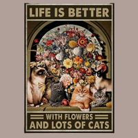 🔥 CATS & FLOWERS Katzen Blechschild 💛 20x30cm OVP 🔥