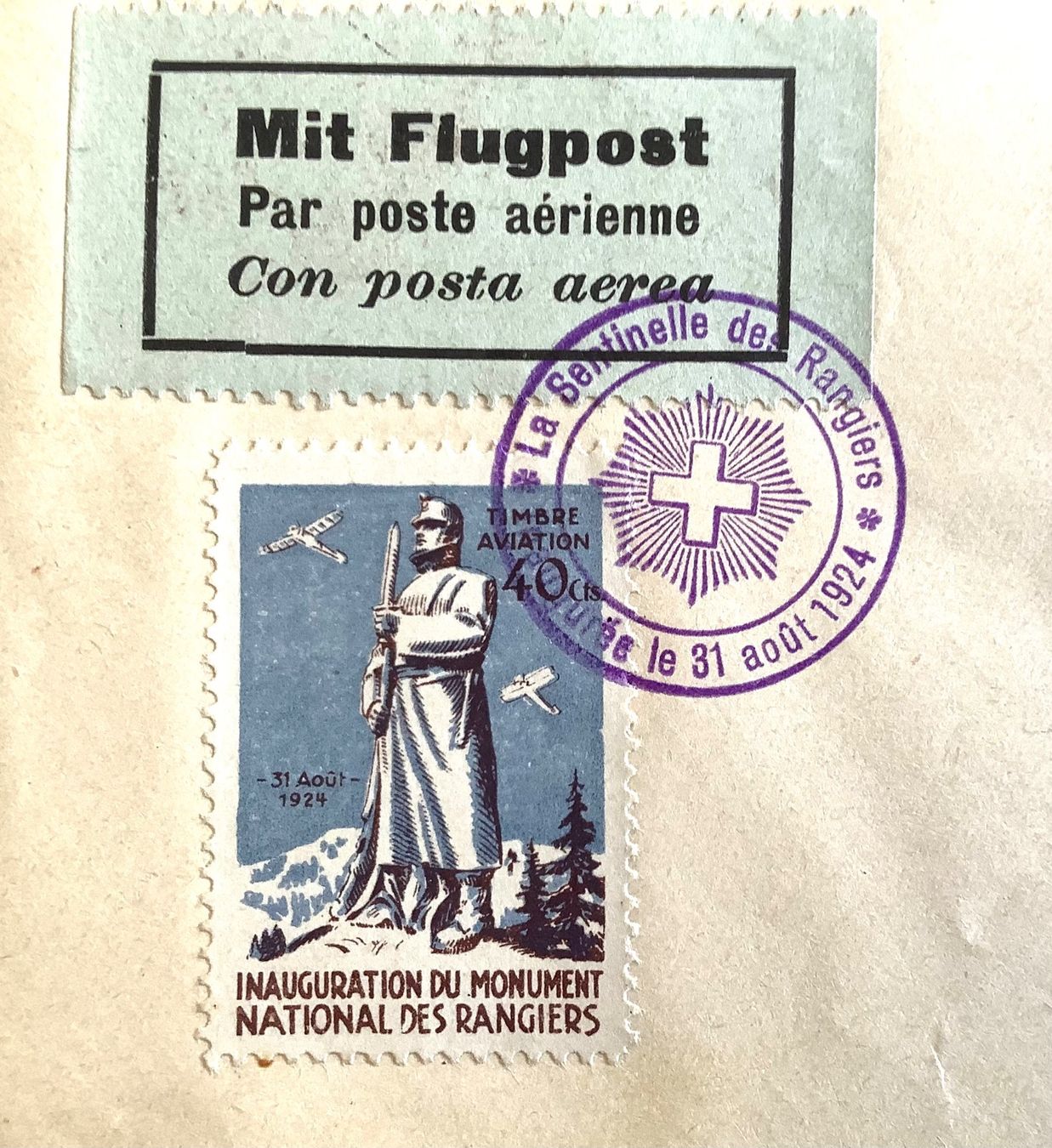 Tutti i francobolli: 1924 Flugpost / Les Rangiers mit Vignette – Usato da Liestal venduto da Skunk02 1