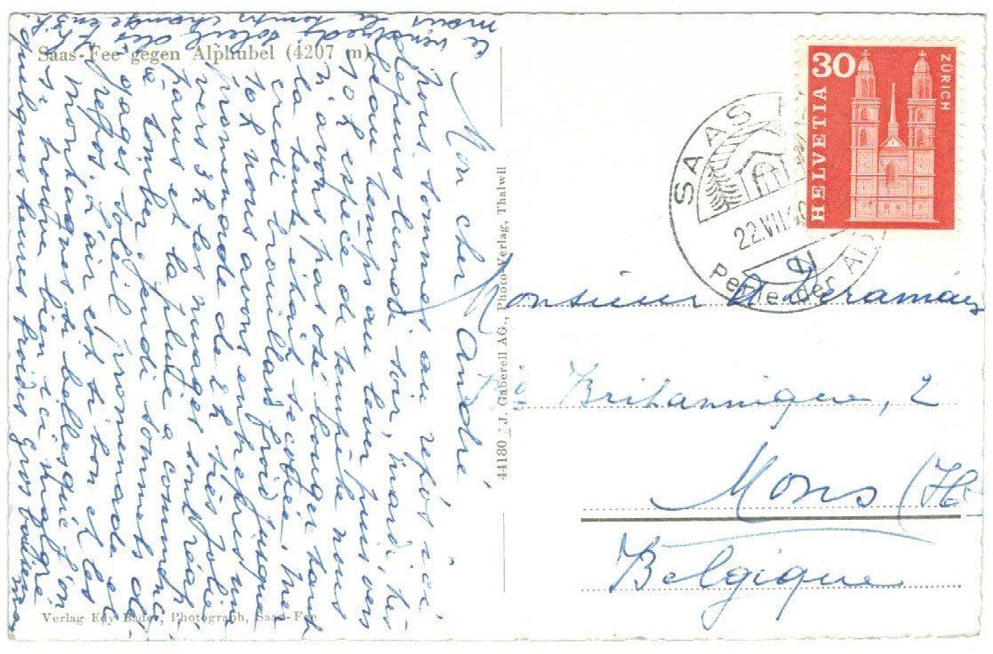 Cartoline postali: AK Saas Fee gegen Alphubel – Usato da Zürich venduto da Tolima194 1