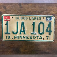 🇺🇸 1971 Vintage U.S. Autoschild - Minnesota 1JA 104