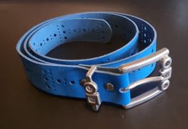 Leder Gürtel blau 80 cm NEU !!!