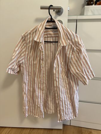 Zara Kurzarmhemd gestreift Relaxed Fit Grösse M 
