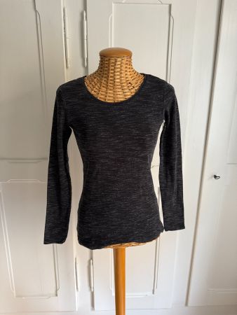 Langarmshirt schwarz-weiss meliert M
